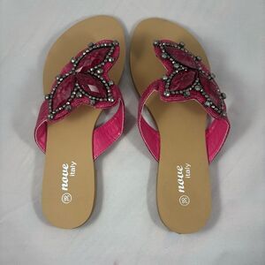 NOVE ITALY Pink Beaded Butterfly Sandals - Size 38 (US 7.5-8)